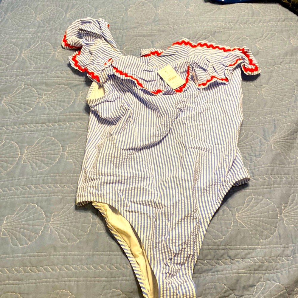 J Crew seersucker 1 piece size Large